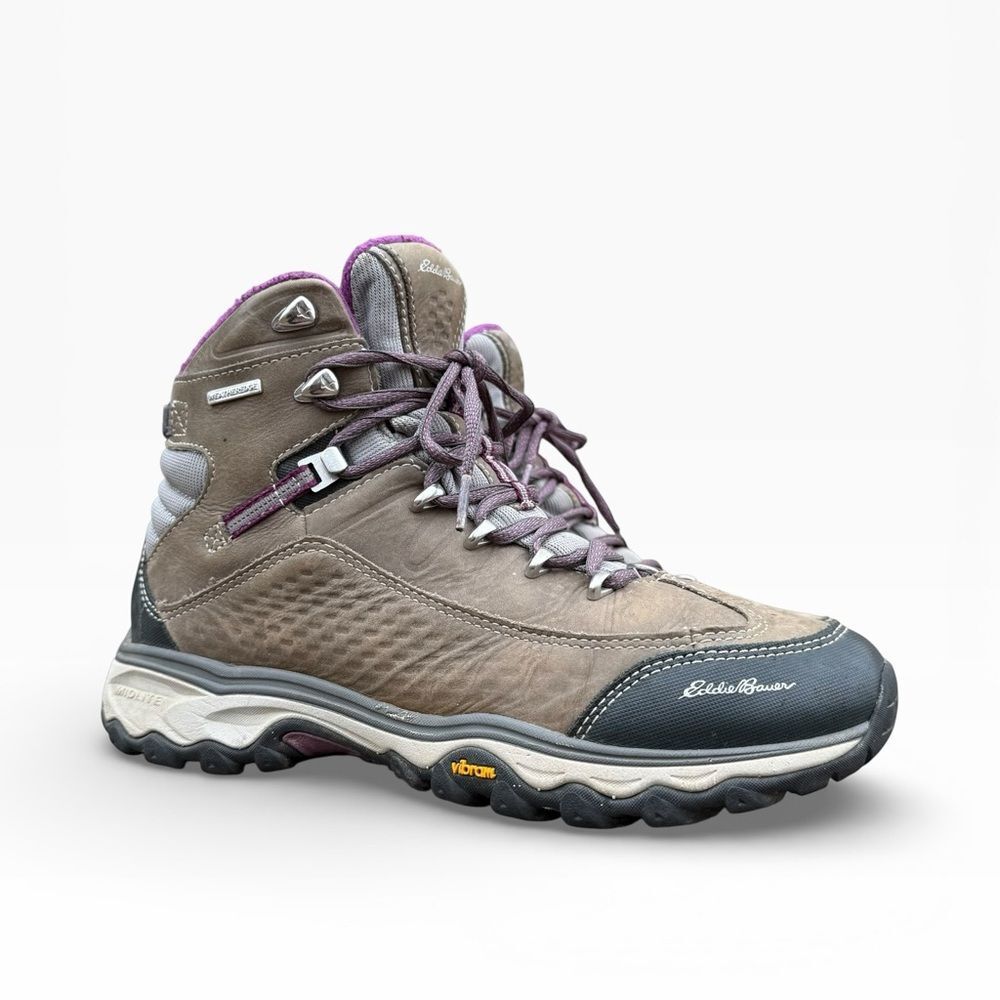 Eddie Bauer Lukla Pro Vibram Hiking Boots Gray Purple High Top size 9.5 - Picture 3 of 10